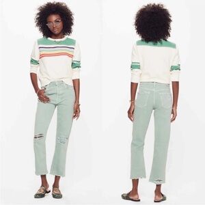 Mother Superior The Tomcat Chew Jeans 25 Mint Green Distressed